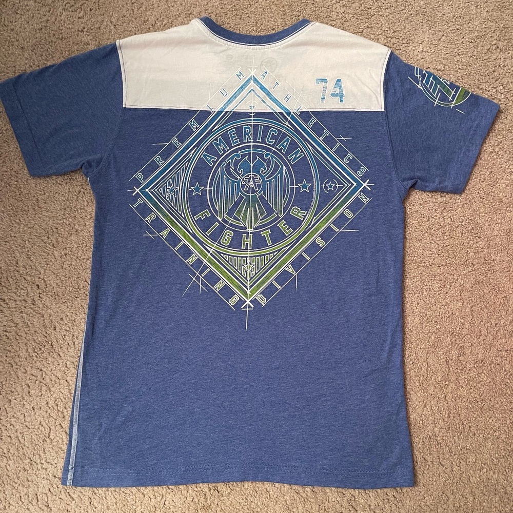 Blue and white brand American fighter in a size medium
